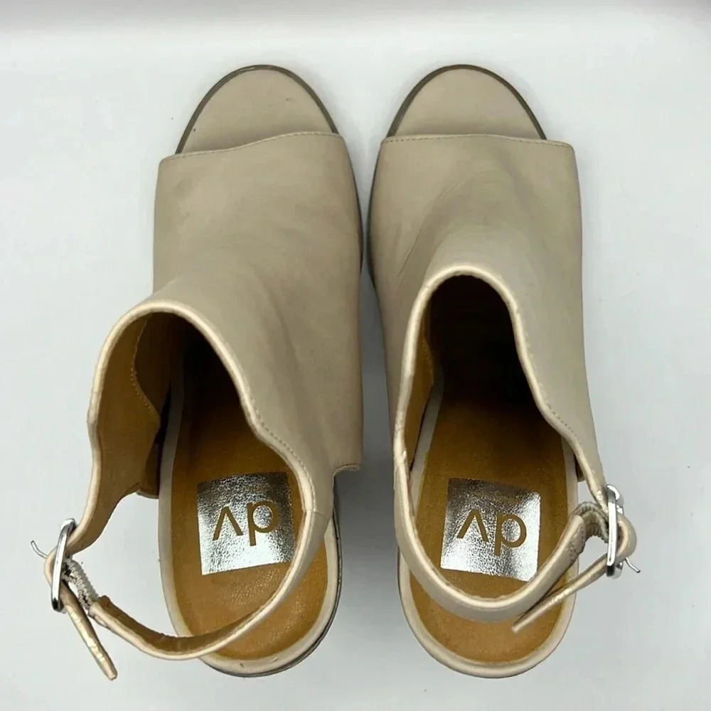 DV by Dolce Vita Berdie Block‎ Heel Peep Toe Bootie Sandals Tan WMS 7 Slingback